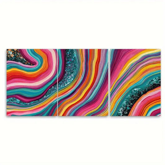 3pcs Colorful Abstract Modern Statement Wall Art Set Canvas Framed 60x90cm - High Quality Print 100% Australian Made Wall Canvas Ready to Hang