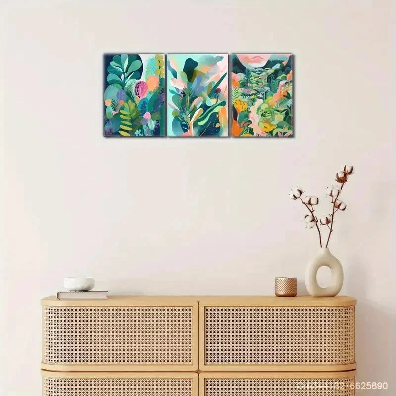 3pcs Colorful Floral Art in Oil Painting Style Metal Print Ready to Hang Art
