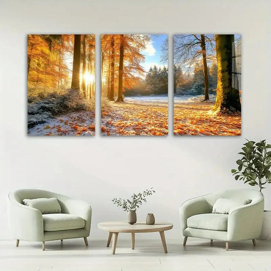 3pcs Stunning Sunset Forest Nature Metal Print Ready to Hang Art