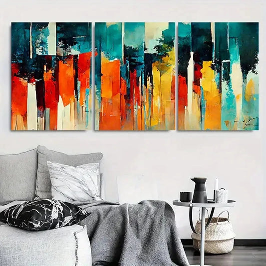 3pcs Vibrant Geometric Colorful Metal Print Ready to Hang Art
