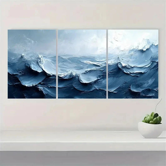 3pcs Gray and White Textured Abstract Painting Metal Print Ready to Hang Art