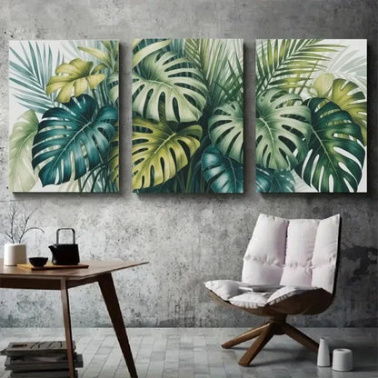 3pcs Monstera Leaves Palm Leaves Metal Print Ready to Hang Art