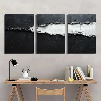 3pcs Black and White Abstract Texture Metal Print Ready to Hang Art