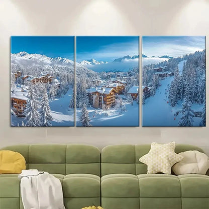 3pcs Charm of Courchevel La Croisette RT Wall Art Set Canvas Framed 60x90cm - High Quality Print 100% Australian Made Wall Canvas Ready to Hang
