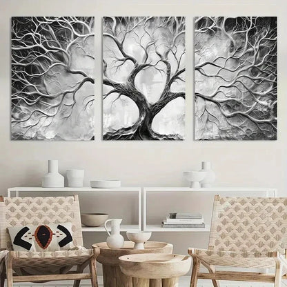 3pcs Modern Black and White Wall Art Painting Metal Print Ready to Hang Art