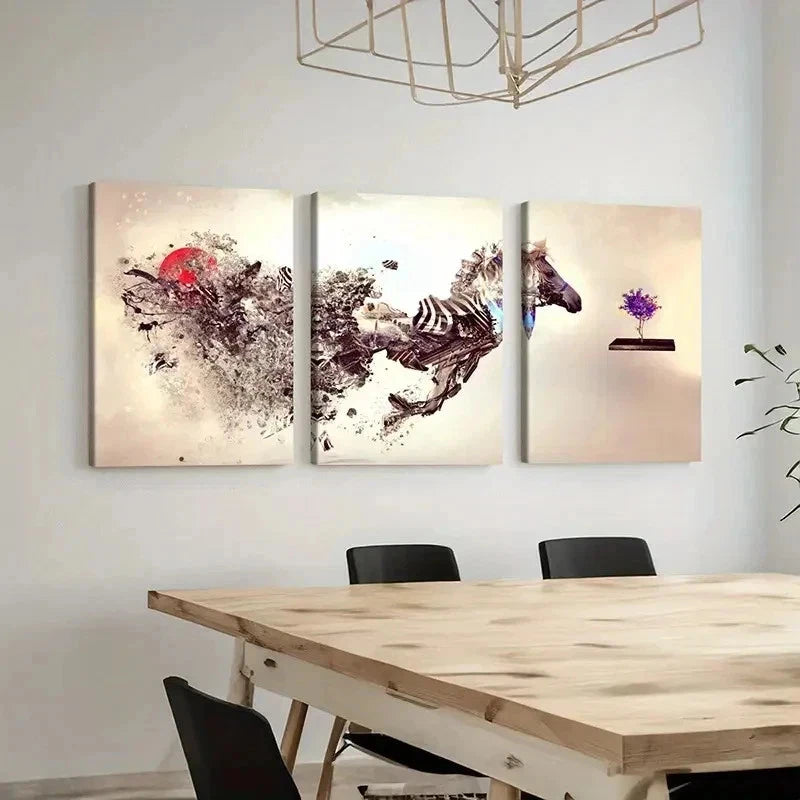 3pcs Abstract Art Zebra Animal Modern Wall Art Set Canvas Framed 40x60cm - High Quality Print 100% Australian Made Wall Canvas Ready to Hang