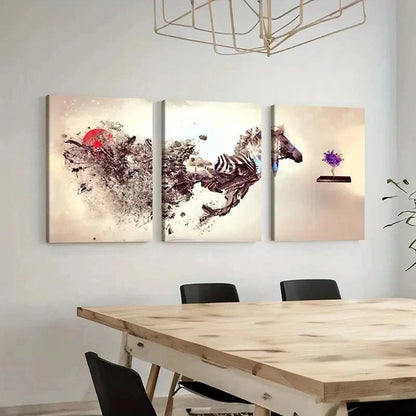 3pcs Abstract Art Zebra Animal Modern Wall Art Set Canvas Framed 40x60cm - High Quality Print 100% Australian Made Wall Canvas Ready to Hang