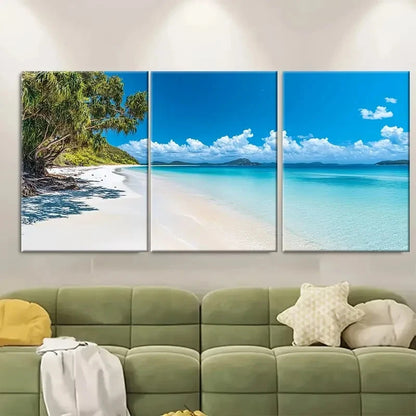 3pcs Whitehaven Beach Tropical Australia Wall Art Set Canvas Framed 40x60cm - High Quality Print 100% Australian Made Wall Canvas Ready to Hang