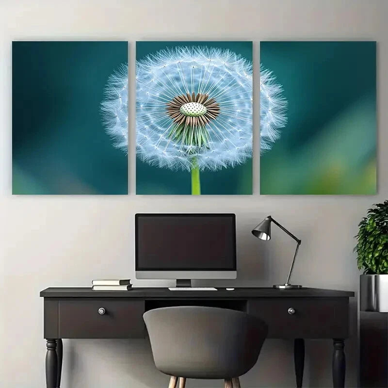 3pcs Dandelion Macro Photography Ethereal Flower Metal Print Ready to Hang Art
