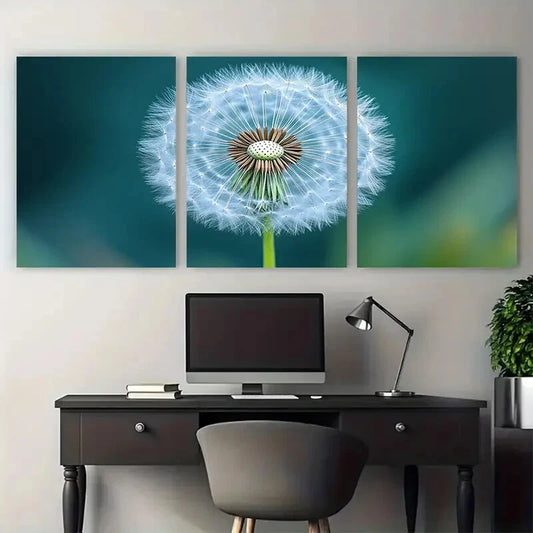 3pcs Dandelion Macro Photography Ethereal Flower Metal Print Ready to Hang Art
