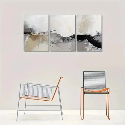 3pcs Minimalist Beige Brown & White Wall Art Set Canvas Framed 60x90cm - High Quality Print 100% Australian Made Wall Canvas Ready to Hang