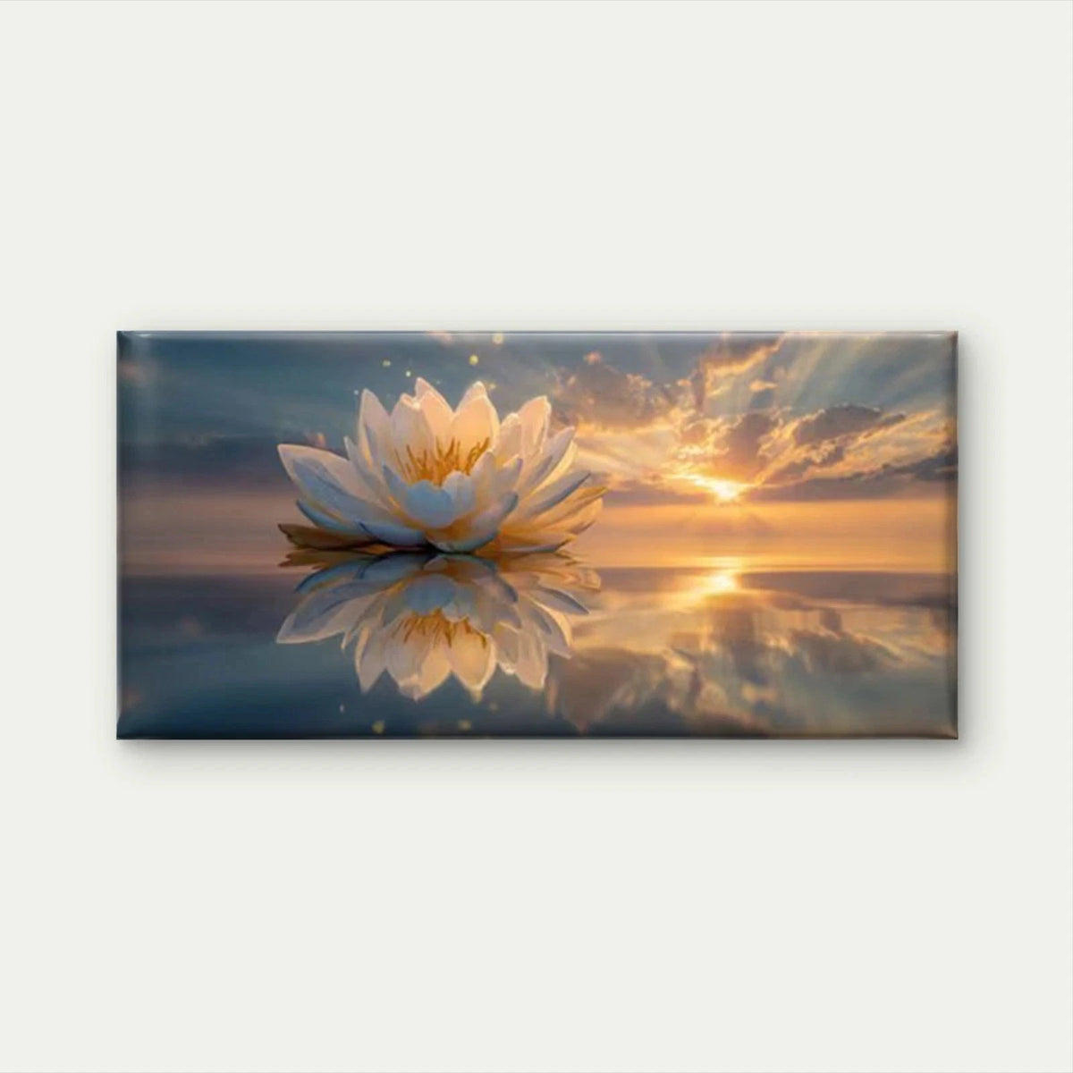 Lotus Flower & Calm Waters Wall Art Canvas Office Home Room Framed 120x60cm