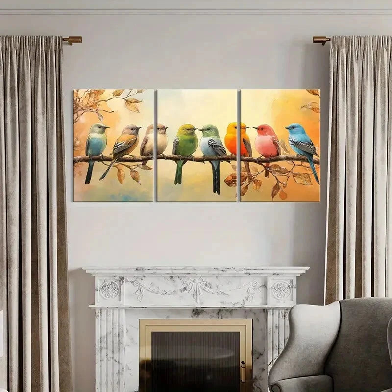 3pcs Vibrant Wildlife Illustration Nature Inspired Metal Print Ready to Hang Art