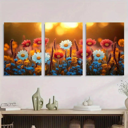 3pcs Autumn Wildflowers and Grasses Metal Print Ready to Hang Art