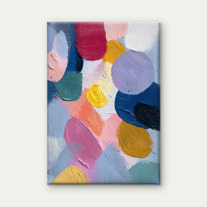 Vibrant Colorful Shapes on Light Blue Background 60x90cm Metal Print Ready to Hang