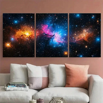 3pcs Galaxies And Nebula In Deep Space Metal Print Ready to Hang Art
