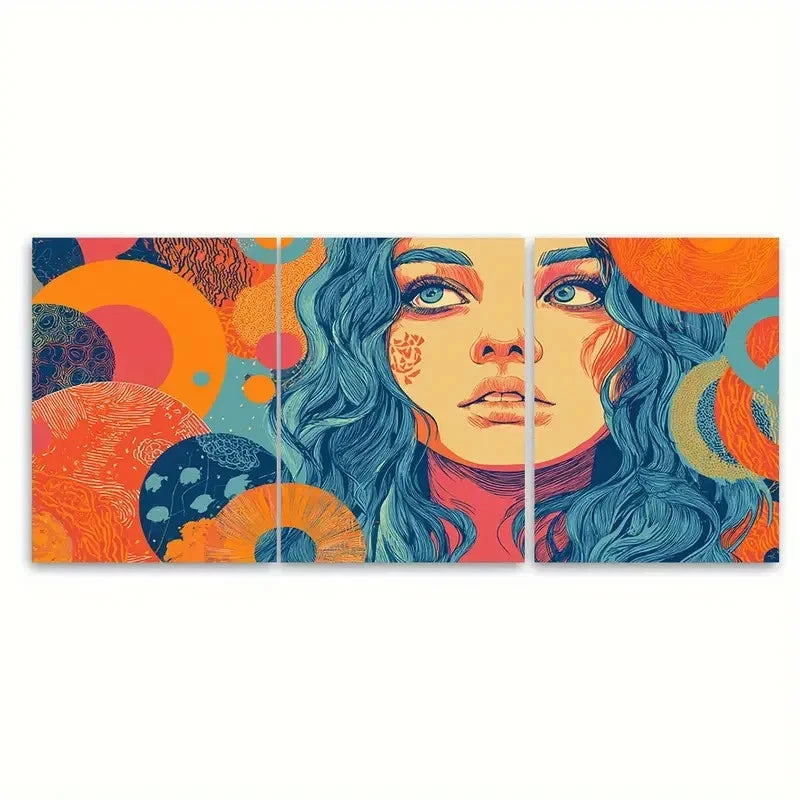 3pcs Abstract Woman Retro Girly Design Wall Art Set Canvas Framed 40x60cm - High Quality Print 100% Australian Made Wall Canvas Ready to Hang