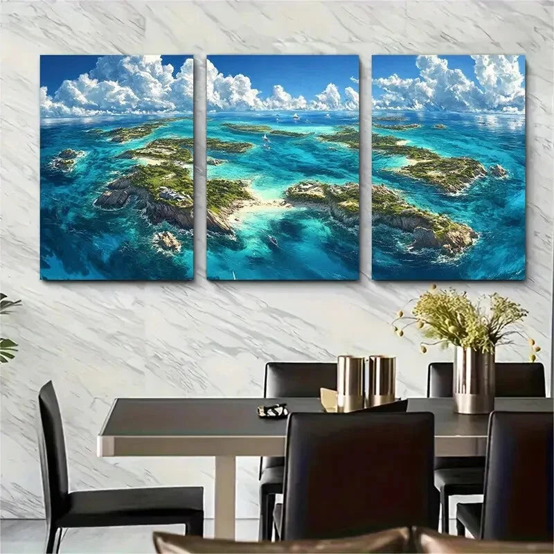 3pcs Vibrant North Atlantic Ocean Scenery Metal Print Ready to Hang Art