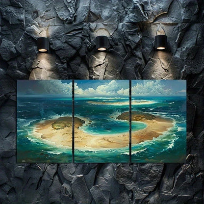 3pcs Hawaiian Island Aerial View Metal Print Ready to Hang Art