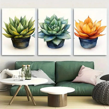 3pcs Agave Species Watercolor Illustration Metal Print Ready to Hang Art