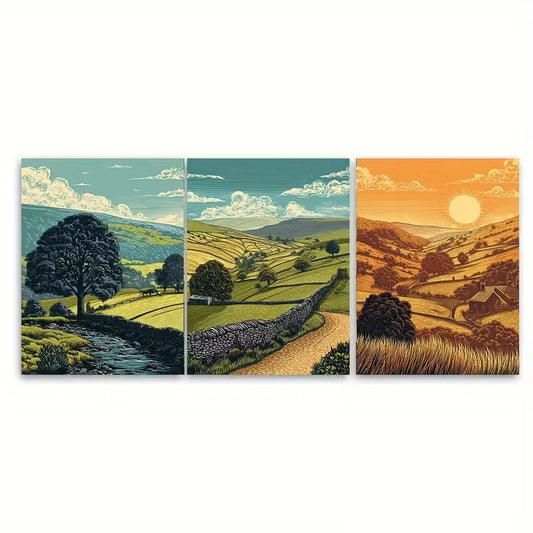 3pcs Yorkshire Dales Metal Print Ready to Hang Art