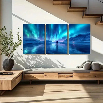 3pcs Aesthetic Aurora Northern Lights Anime Wall Art Set Canvas Framed 40x60cm - High Quality Print 100% Australian Made Wall Canvas Ready to Hang