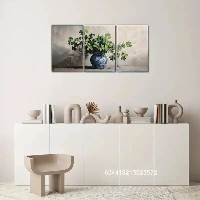 3pcs Eye- Catching Botanical Oil Painting Metal Print Ready to Hang Art