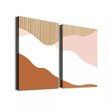 2pcs Orange White Abstract Modern Design Framed 50x75cm - High Quality Print 100% Australian Made Wall Canvas Ready to Hang