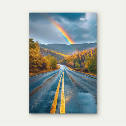 Rainbow End Road Landscape 40x60cm Metal Print Ready to Hang