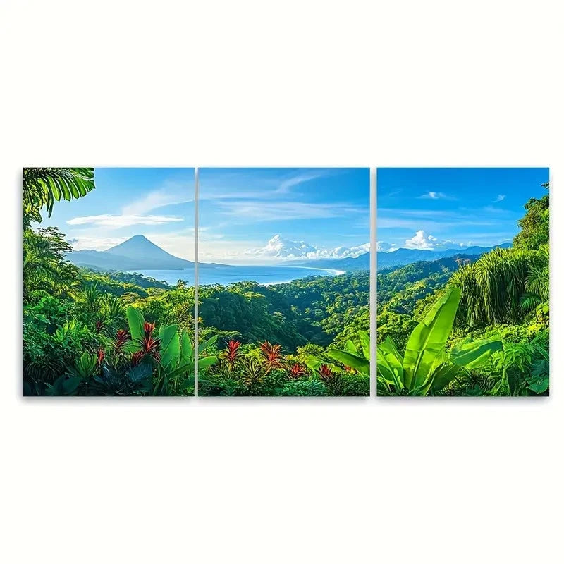 3pcs Costa Rican Paradise Metal Print Ready to Hang Art