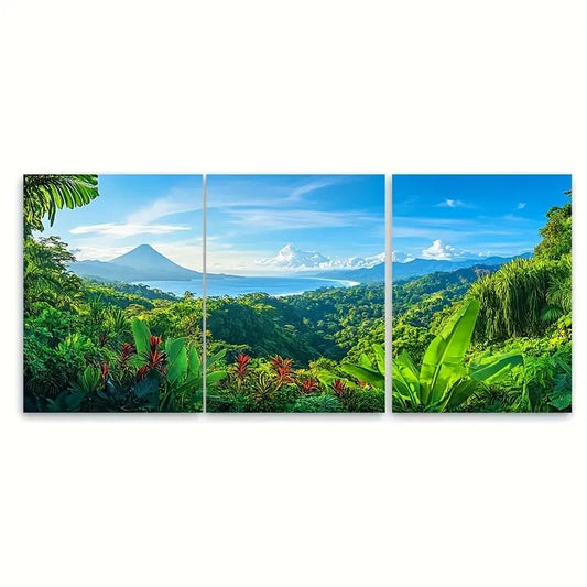 3pcs Costa Rican Paradise Metal Print Ready to Hang Art