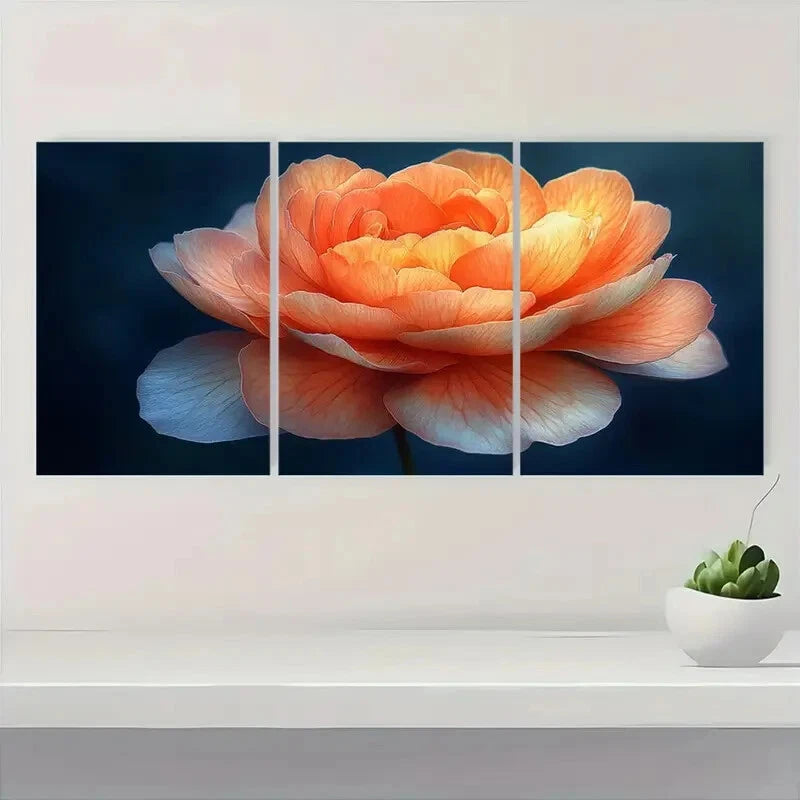 3pcs Vibrant Begonia Flower Prints Metal Print Ready to Hang Art
