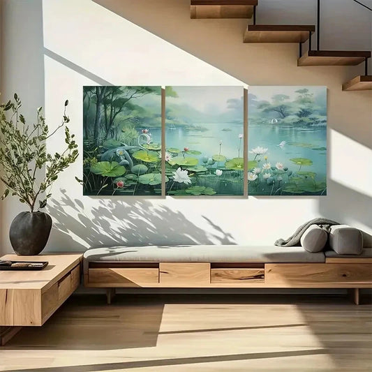 3pcs Water Lily Wall Art Lake Wall Print Metal Print Ready to Hang Art