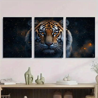 3pcs Vibrant White Tiger Animal Metal Print Ready to Hang Art