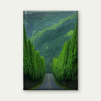 Forest & Peaceful Road Oil Painting Metal Print Ready to Hang