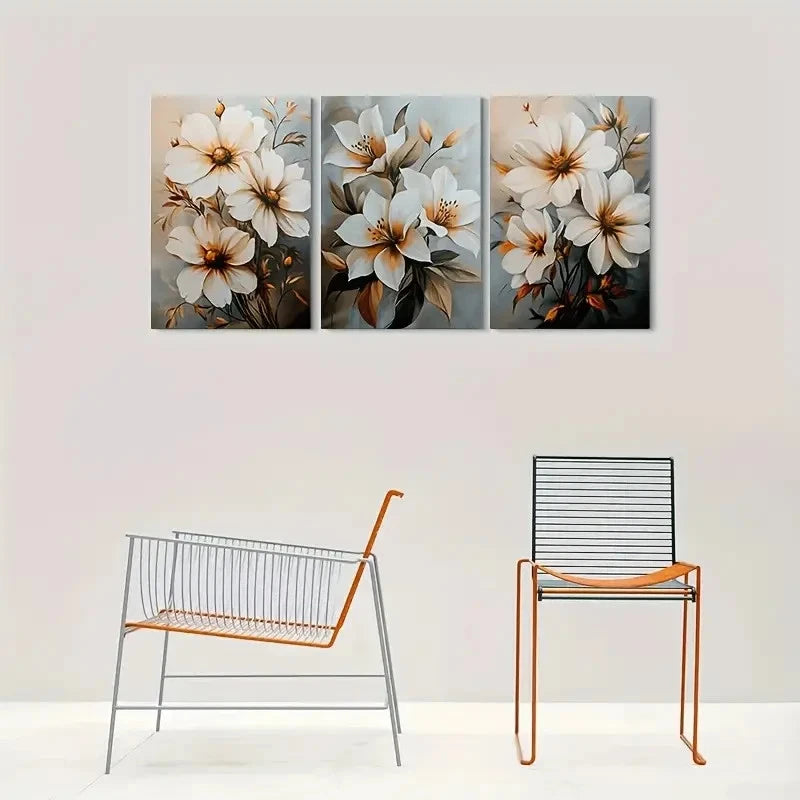 3pcs Painting Modern Abstract Floral Metal Print Ready to Hang Art