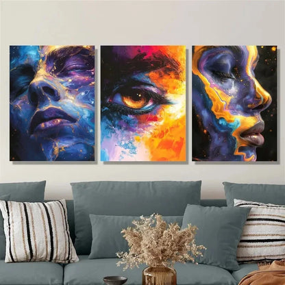 3pcs Fantasy character face illustration Metal Print Ready to Hang Art