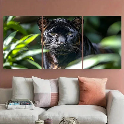 3pcs Majestic Black Panther Wildlife Photography Metal Print Ready to Hang Art