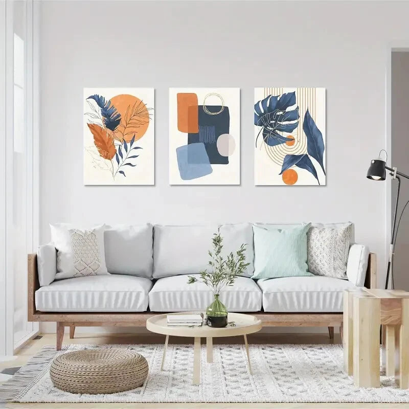 3pcs  Mid Century Modern Minimalist Metal Print Ready to Hang Art