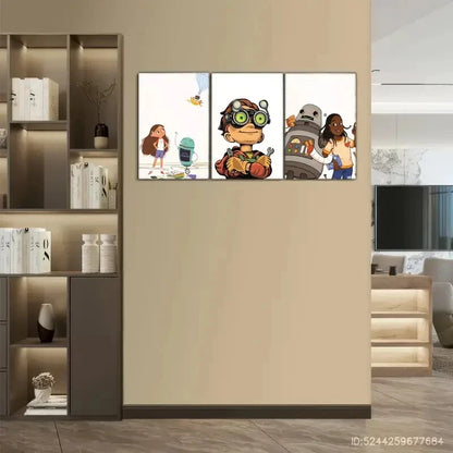 3pcs Robot Prints in Modern Art Style Decorative Metal Print Ready to Hang Art