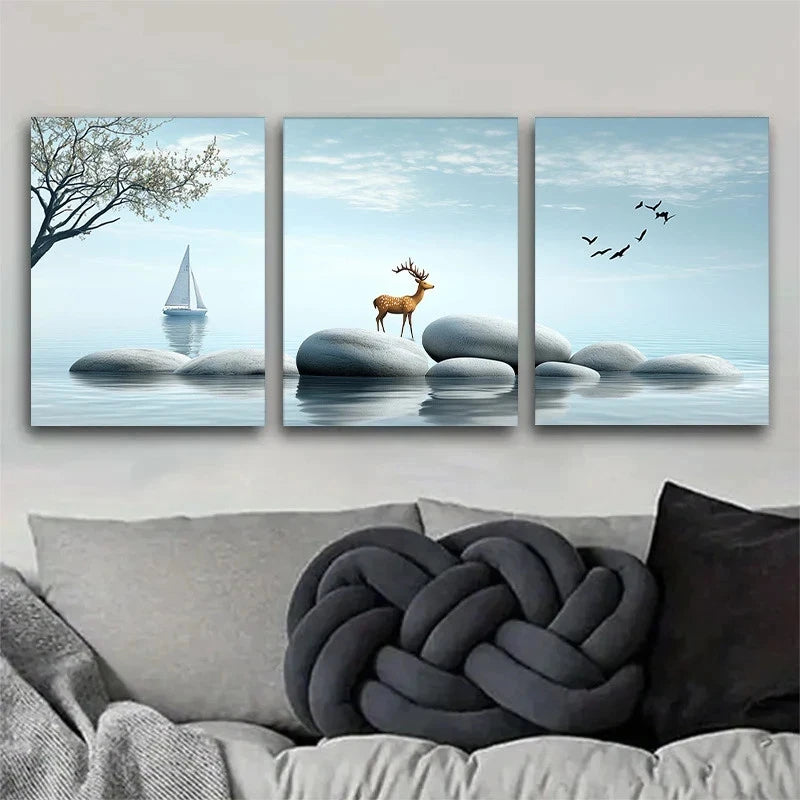 3pcs Seaside Serenity Scene Nature Metal Print Ready to Hang Art