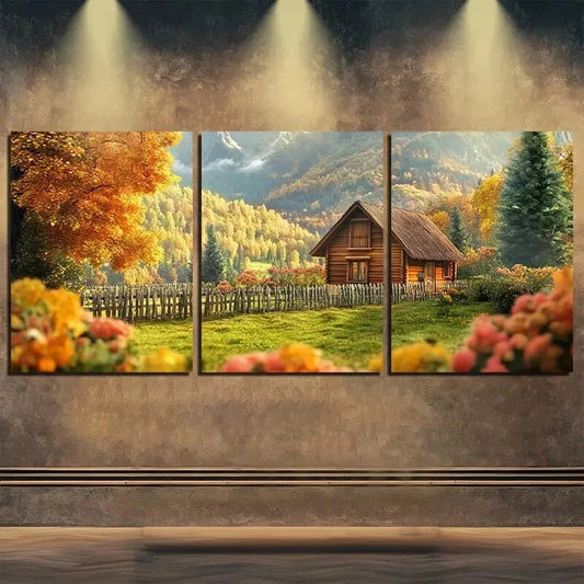 3pcs Vibrant Mountain & Forest Scene Perfect Metal Print Ready to Hang Art