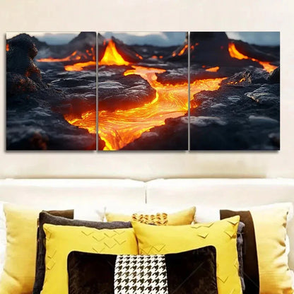 3pcs Lava Pools Design Hangings Wall Art Set Canvas Framed 60x90cm - High Quality Print 100% Australian Made Wall Canvas Ready to Hang