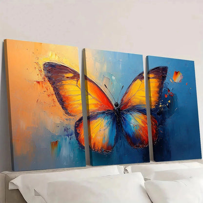 3pcs Colorful Vibrant Butterfly Wall Art Set Canvas Framed 40x60cm - High Quality Print 100% Australian Made Wall Canvas Ready to Hang