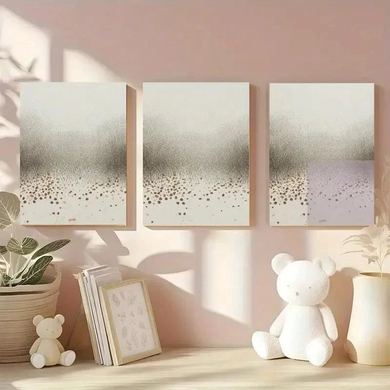 3pcs Neutral Tones Abstract Landscape Painting Metal Print Ready to Hang Art