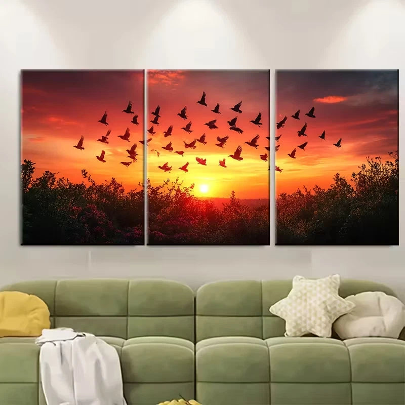 3pcs FLOCK OF BIRDS Metal Print Ready to Hang Art
