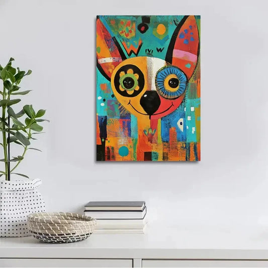 Beautiful Abstract Art a Cute Pet Corgi Painting 40x60cm Metal Print Ready to Hang