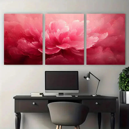 3pcs Pink Radial Abstract Illustration Metal Print Ready to Hang Art
