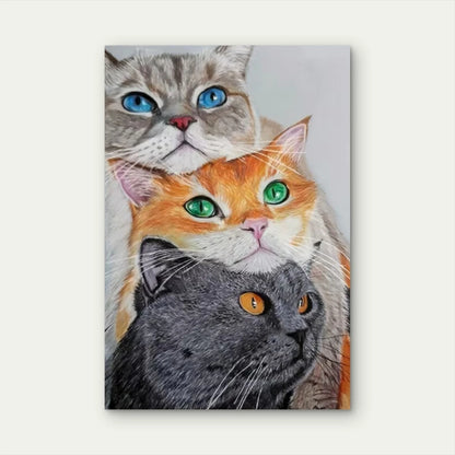 Cute Cat Trio Metal Print Ready to Hang