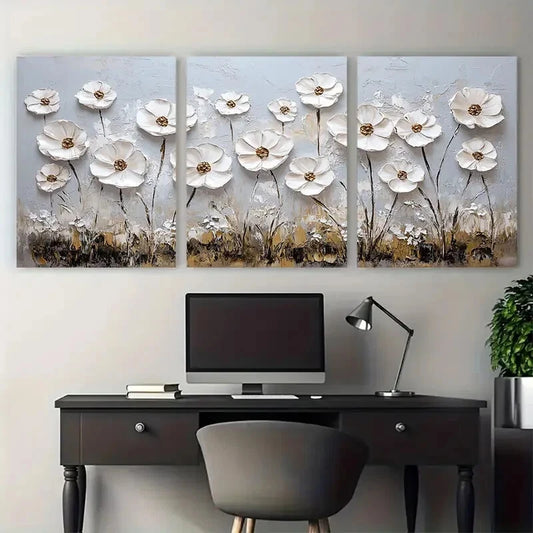 3pcs Floral Meadow Minimalist Landscape Botanical Metal Print Ready to Hang Art